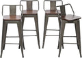 26 Inch Swivel Bar Stools Set of 4 with Backs Counter Height Industrial Metal Barstools Island Bar Chairs for Home Kitchen Dining Room (Swivel 26 inch,Rusty Wooden)