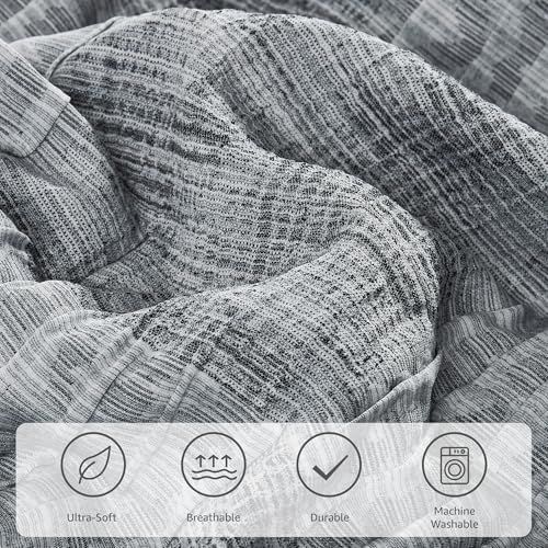 California King Size Comforter Set Charcoal Grey Bedding 7 Pieces - Image 3