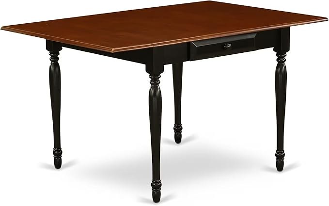 East West Furniture MZAN3-BCH-W 3 Piece Dining Table Set for Small Spaces Contains a Rectangle Dining Room Table with Dropleaf and 2 Wood Seat Chairs, 36x54 Inch, Black & Cherry
