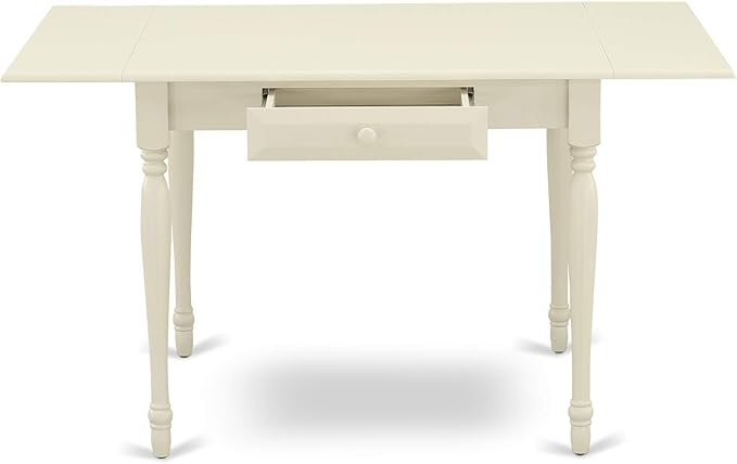 East West Furniture MZKE5-LWH-W 5 Piece Dining Room Furniture Set Includes a Rectangle Kitchen Table with Dropleaf and 4 Dining Chairs, 36x54 Inch, Linen White