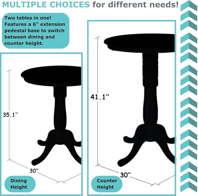 International Concepts 30-Inch Round Pedestal Dining Table, Espresso