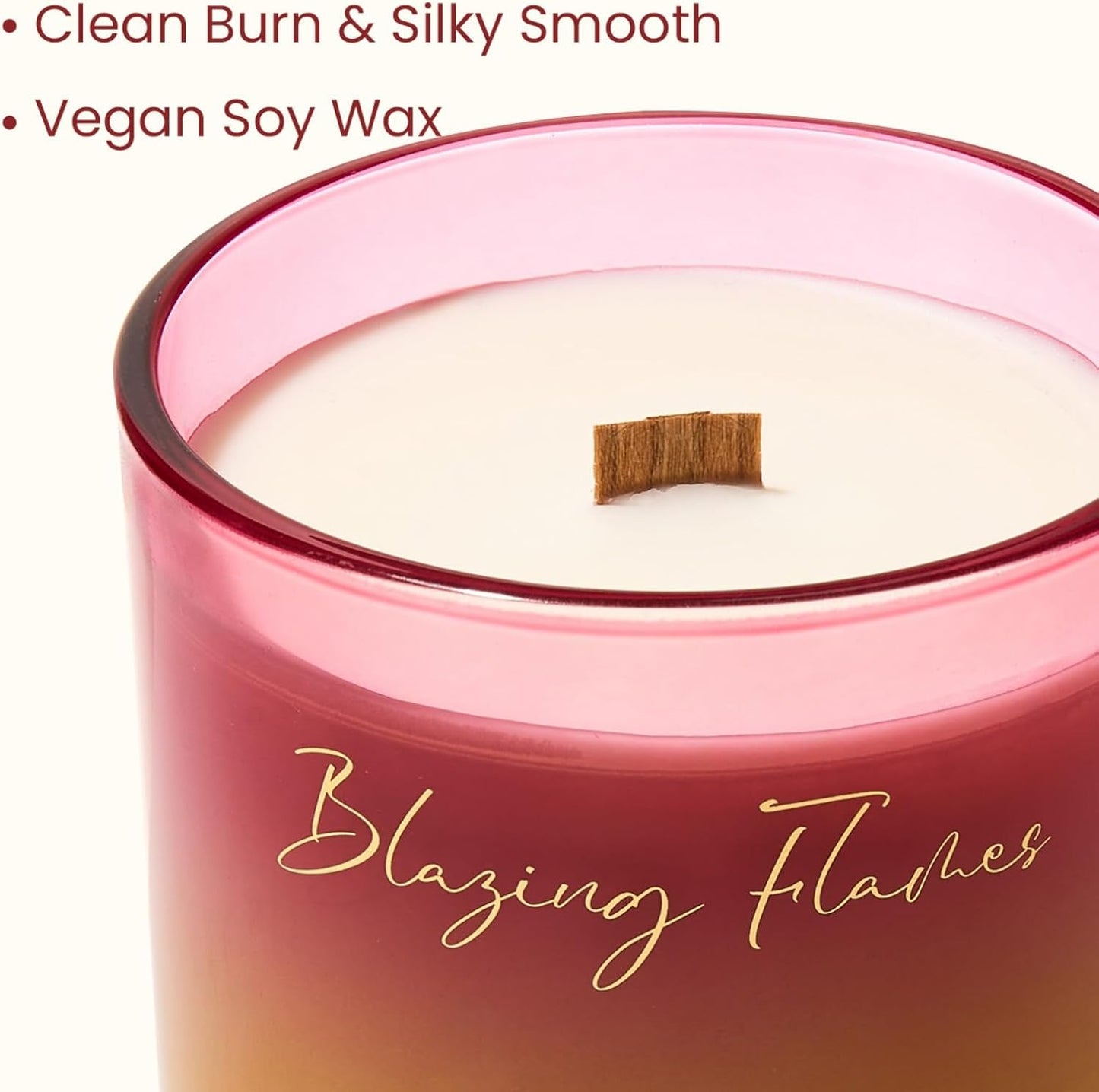 M&SENSE 16.6oz Natural Soy Large Jar Candle with Wooden Wick | Blazing Flames Scent | 95-Hour Burn & Long-Lasting Burn | Housewarming Gift for Men and Women