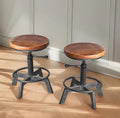 Set of 2-Industrial Bar Stool-Counter Height Chairs- Swivel Wooden Seat- Adjustable 15.2-21"