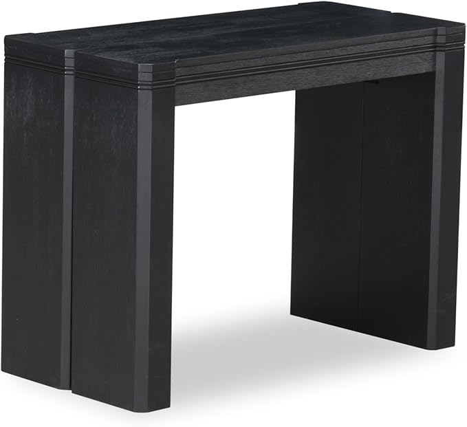 X07SI-BC6-48 - 10-Pc Dining Room Set a Rectangular Kitchen Table with a coffee Table and wooden Bench & 7 coffee Fabric Dining Chairs, 39x120 Inch, Wire Brushed Black