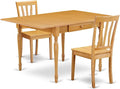 East West Furniture MZAN3-OAK-W 3 Piece Dining Table Set for Small Spaces Contains a Rectangle Dining Room Table with Dropleaf and 2 Wood Seat Chairs, 36x54 Inch, Oak