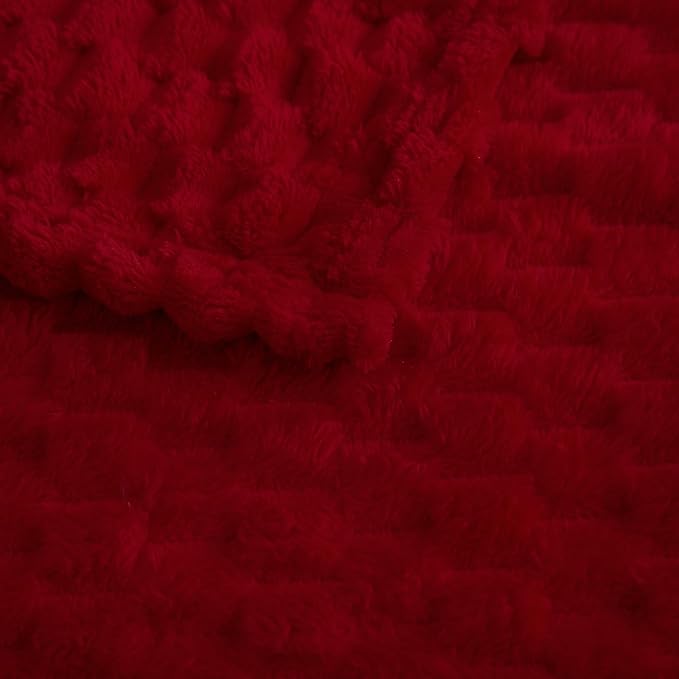 Puncuntex Red Throw Blanket 90"×90" inches Fuzzy 3D Jacquard Decorative Flannel - Image 4