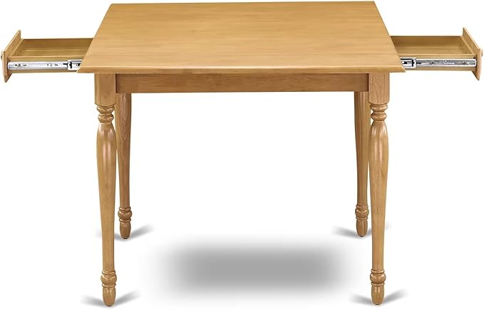 East West Furniture MZAV3-OAK-C 3 Piece Dining Room Furniture Set Contains a Rectangle Kitchen Table with Dropleaf and 2 Linen Fabric Upholstered Dining Chairs, 36x54 Inch, Oak