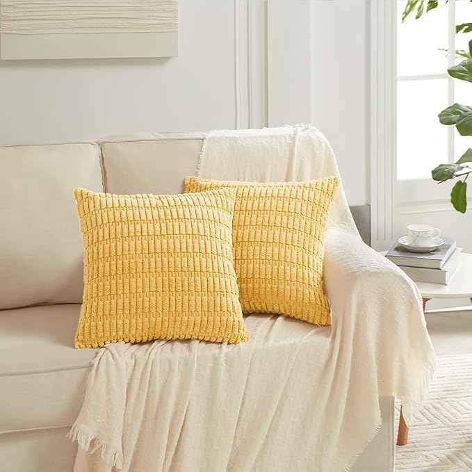 Fancy Homi 4 Packs Yellow Spring Decorative Throw Pillow Covers 20x20 Inch - Image 6