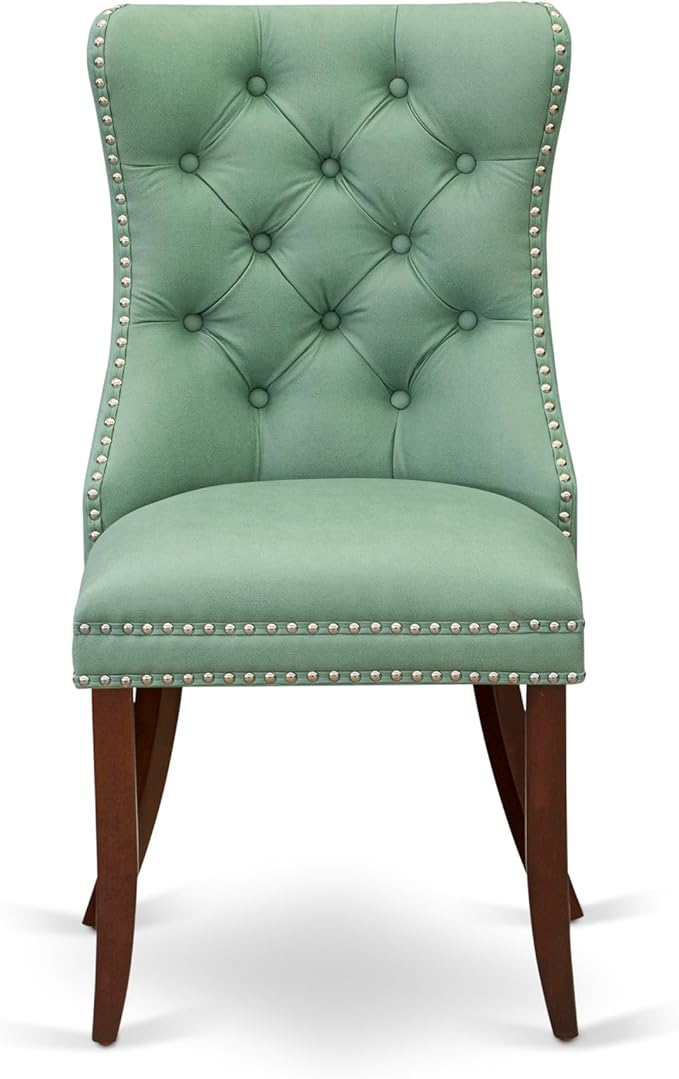 East West Furniture DODA7-MAH-22 7 Piece Dining Set Consists of a Rectangle Wooden Table with Butterfly Leaf and 6 Polyester Fabric Upholstered Chairs, 42x78 Inch, Mahogany