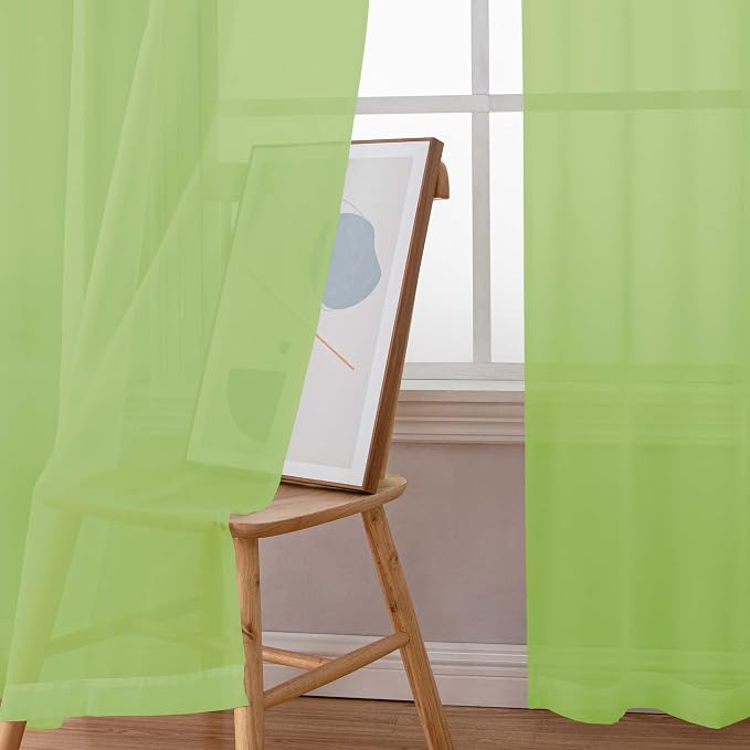 Chyhomenyc Sheer Curtains 63 Inch Length 2 Panels Set, Light Filtering Rod - Image 2