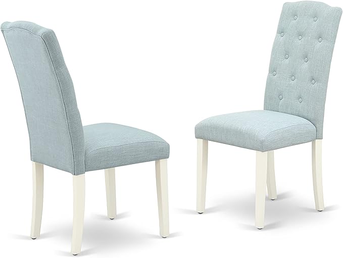 East West Furniture X077CE215-5 5 Piece Dining Table Set for 4 Includes a Rectangle Kitchen Table with X-Legs and 4 Baby Blue Linen Fabric Parson Dining Chairs, 40x72 Inch, Multi-Color