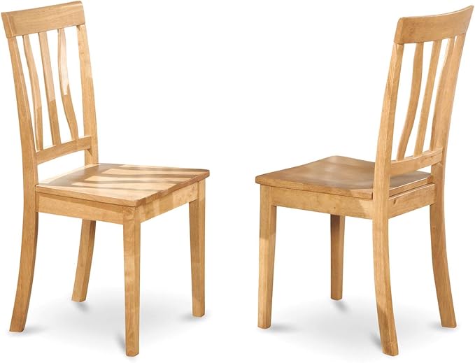 East West Furniture VAAN7-OAK-W 7 Piece Kitchen Table & Chairs Set Consist of an Oval Dining Room Table with Butterfly Leaf and 6 Solid Wood Seat Chairs, 40x76 Inch, Oak