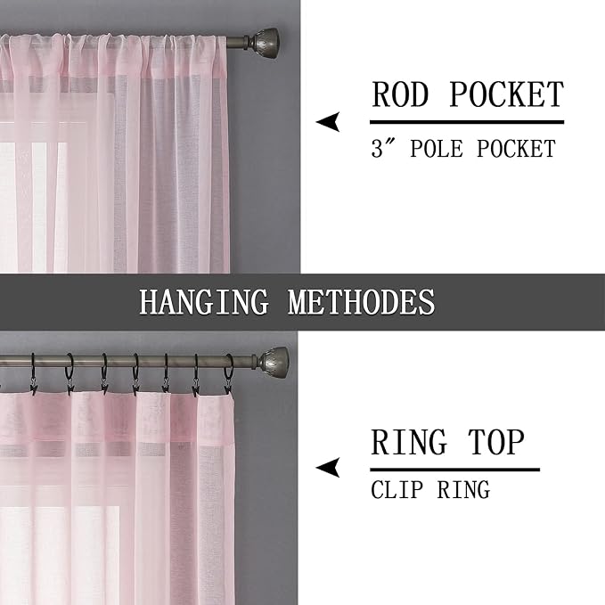 Tollpiz Short Sheer Tier Curtains Linen Textured Half Kitchen Curtain Sheers - Image 5