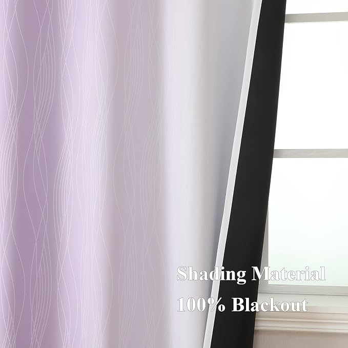 Estelar Textiler Lilac and Greyish White Ombre Blackout Curtains 102 Inches - Image 5