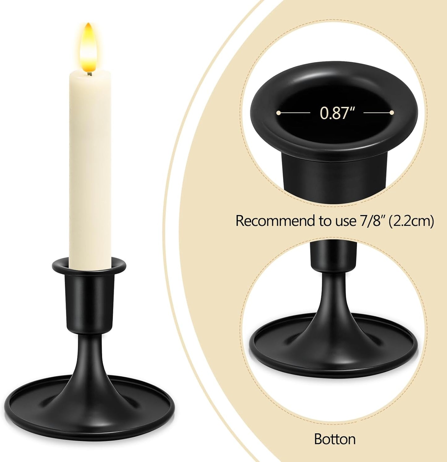 Candlestick Holders 2 PCS Short Metal Taper Candle Holders, KSWING Black Candle Stick Holders Set, Perfect for Table Centerpiece Mantel Party Wedding Christmas Home Decor, Set of 2