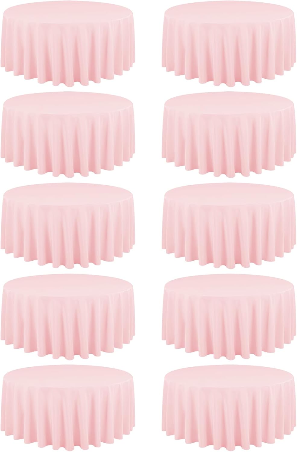 10 Pack Pink Round Tablecloths - 90 Inch, Polyester Table Cover, Stain and Wrinkle Resistant Washable Fabric, Perfect for Wedding Banquet Parties