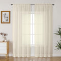 Gwine Cream Sheer Curtains 90 Inches Long 2 Panels Set, Light Filtering Solid by Gwine