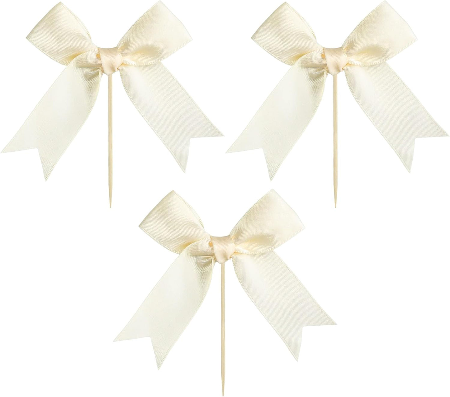 Gyufise 24Pcs Bow Cupcake Toppers Coquette Bow Girls Birthday Cake Decorations Bowknot Cake Toppers Bowknot Cupcake Picks for Baby Shower Birthday Wedding Bridal Engagement Party Supplies Beige