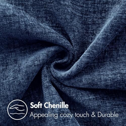 MIULEE Soft Chenille Euro Throw Pillow Covers Navy Blue 22x22 Pack of 2 - Image 3