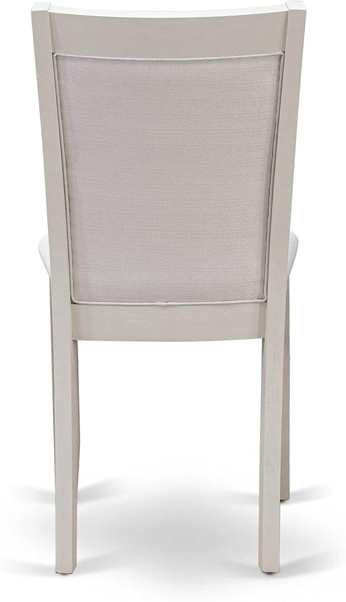 East West Furniture V097MZ001-5 5 Piece Dining Room Table Set Includes a Rectangle Dining Table with V-Legs and 4 Cream Linen Fabric Upholstered Parson Chairs, 40x72 Inch, Multi-Color