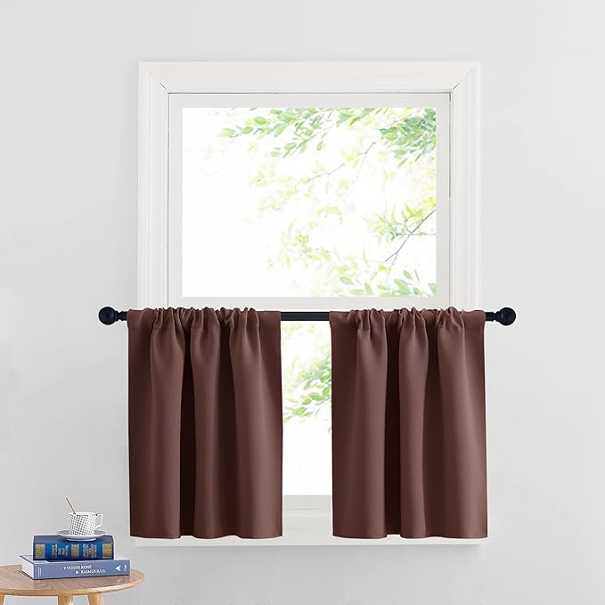 RYB HOME Blackout Cafe Curtains 30 inch Length, Short Light UV Heat Blocking by RYBHOME