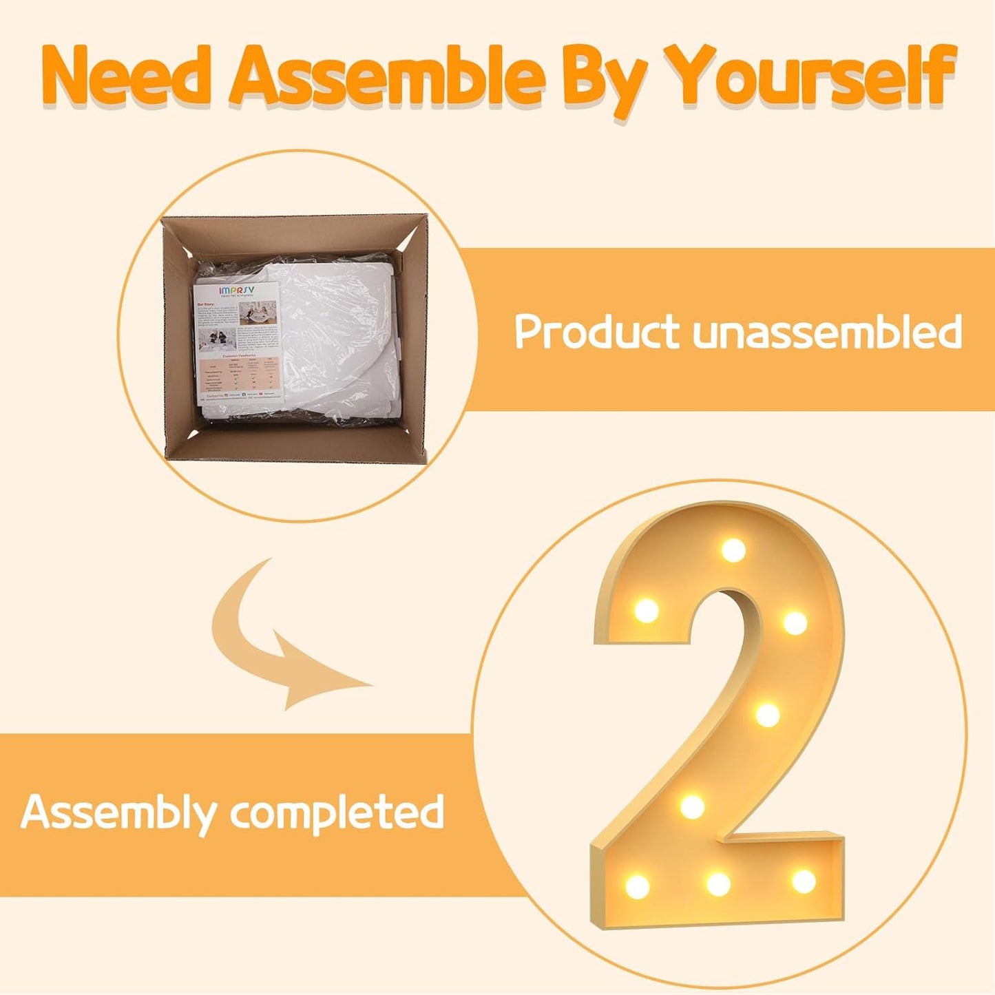 Marquee Numbers 3 Feet Tall Large Light Up Numbers 2nd 12th 21st Two Fast Birthday Decorations Girl Boy Big Yellow Light Outdoor Anniversary Decorations Balloon Arch Kit Party Backdrop 2