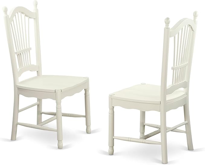 East West Furniture MZDO5-LWH-W 5 Piece Kitchen Table & Chairs Set Includes a Rectangle Dining Room Table with Dropleaf and 4 Dining Chairs, 36x54 Inch, Linen White