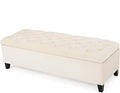 Christopher Knight Home Ottilie Velvet Storage Ottoman, Ivory 17.5”D x 51.0”W x 17.00”H