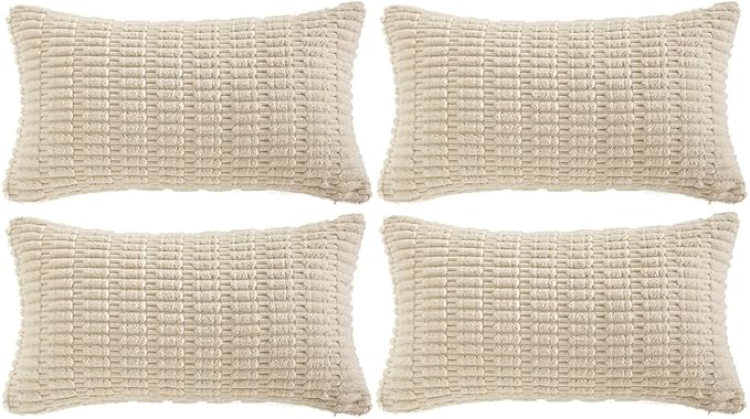 Fancy Homi 4 Packs Boho Cream Decorative Throw Pillow Covers 12x24 Inch by Fancy+Homi