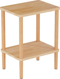 LUCKNOCK Solid Wood Side Table, 2-Tier Small End Table with Storage Shelf, Narrow Nightstand Bedside Table for Small Spaces, Bedroom, Living Room, Farmhouse, No-Tool Assembly.