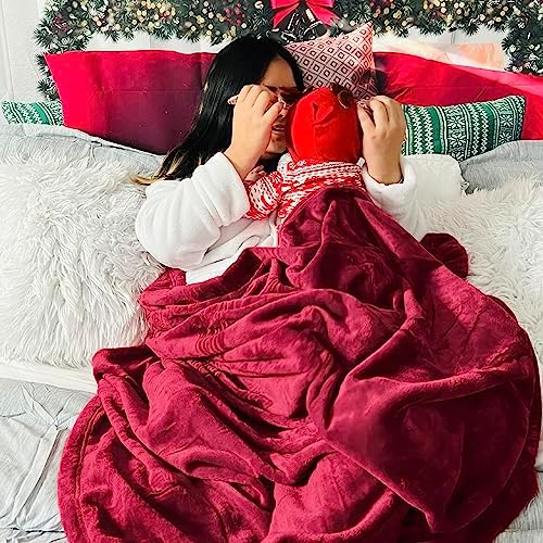 Flannel Fleece Luxury Blanket Red Queen Size Lightweight Cozy Plush Microfiber - Image 5