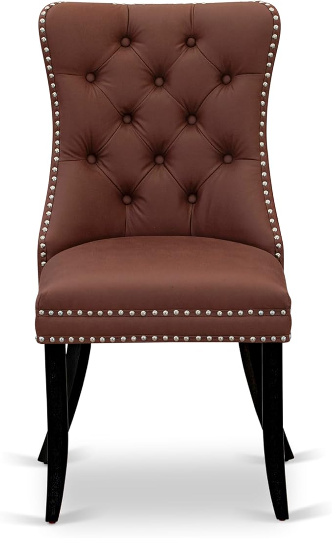 East West Furniture LGDA5-BLK-26 5 Piece Dining Table Set Includes a Rectangle Wooden Table with Butterfly Leaf and 4 Polyester Fabric Parson Chairs, 42x84 Inch, Black