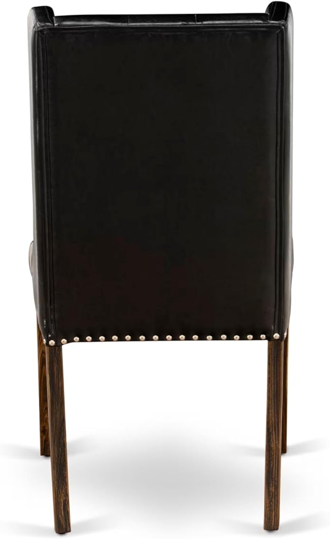 East West Furniture V777FO749-9 9 Piece Dining Room Furniture Set Includes a Rectangle Dining Table with V-Legs and 8 Black Faux Leather Parsons Chairs, 40x72 Inch, Multi-Color