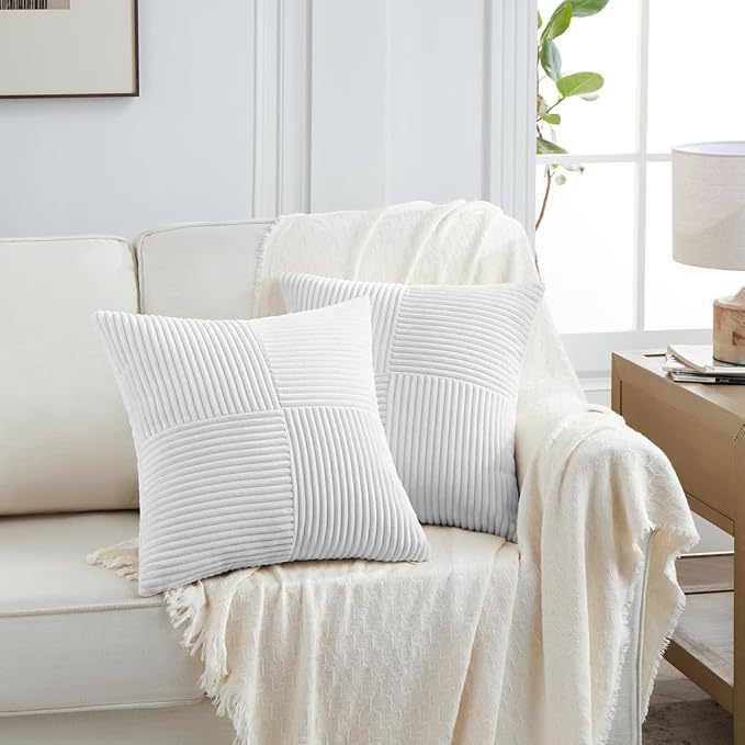 Fancy Homi 2 Packs Pure White Decorative Throw Pillow Covers 16x16 Inch - Image 6