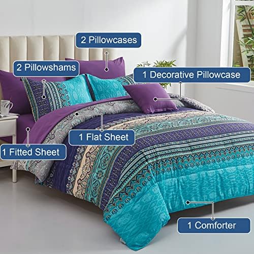 Cottolester Boho Comforter Set Full Size 8 Piece Striped Bed in a Bag - Image 2