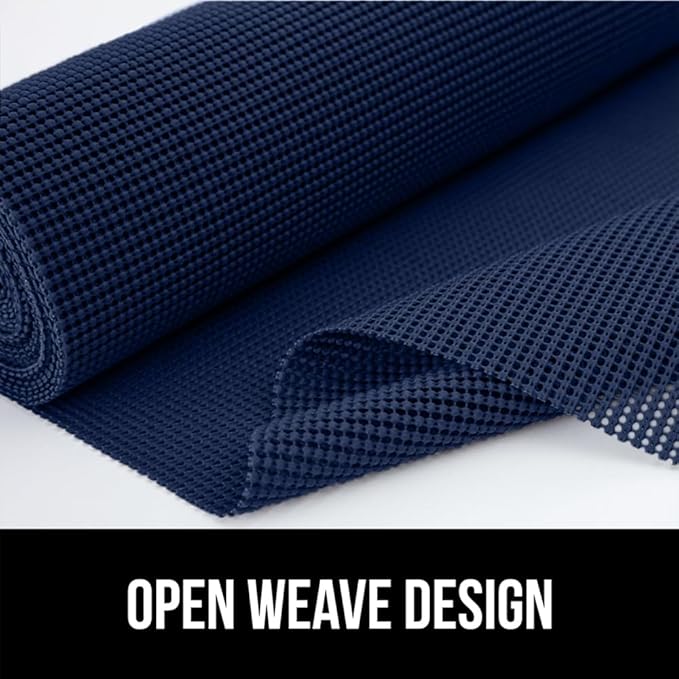GORILLA GRIP powerGRIP Drawer Shelf and Cabinet Liner, Thick Strong Hold, Non-Adhesive Liners Protect Kitchen Cabinets and Cupboard, Bathroom Drawers, Easy Install, Breathable Mat, 20" x30', Navy Blue
