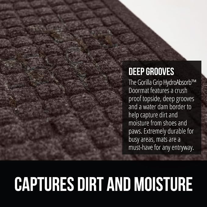 GORILLA GRIP® Ultra Absorbent Front Door Mat Outside Entrance 72x24, Traps Dirt - Image 4