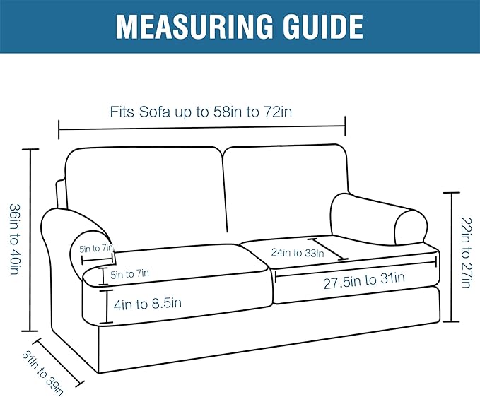 H.VERSAILTEX Sofa Cover 3 Piece T Cushion Loveseat Slipcovers Thick Velvet Couch Cover Stretch T Cushion Sofa Covers for 2 Cushion Couch with 2 Individual T Cushion Covers Washable, Sea Grass