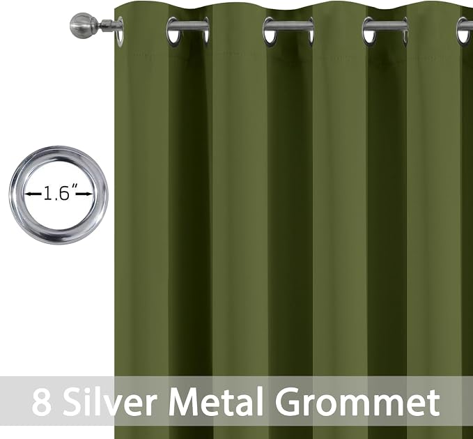 Yakamok Olive Green Curtains 84 Inches Length Blackout Curtain - Image 2