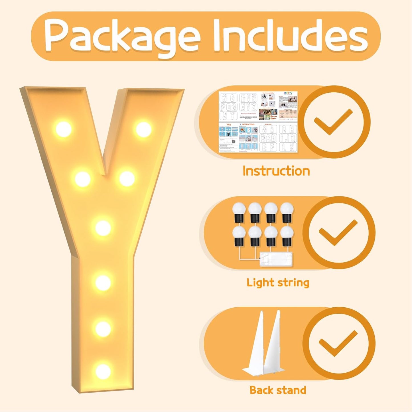 Marquee Letters 3 Feet Tall Large Light Up Letters Y Baby Shower Decorations Marry Me Engagement Party Decor Yellow Light Birthday Decorations Balloon Arch Kit Foam Sign Y