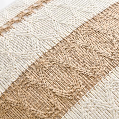 Fancy Homi Set of 1 Boho Neutral Lumbar Decorative Throw Pillow Cover 12x20 Inch - Image 4