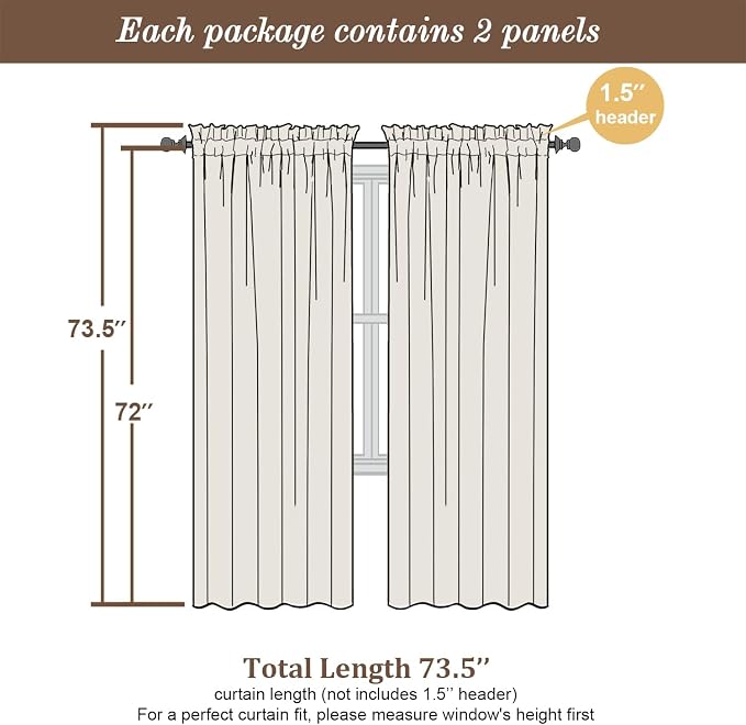 Chyhomenyc Taupe Sheer Curtains 72 Inch Length 2 Panels, Light Filtering Soft - Image 4