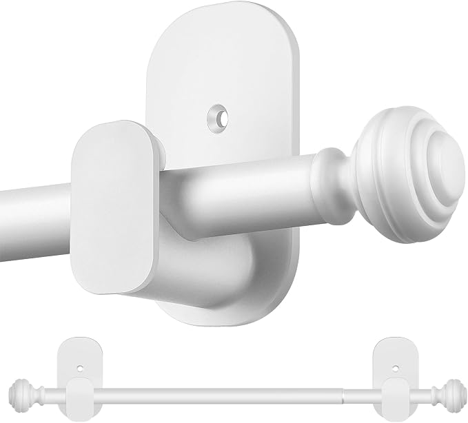 KAMANINA White Curtain Rod No Drilling 32 to 58 Inches, 5/8 Inch Adjustable by KAMANINA