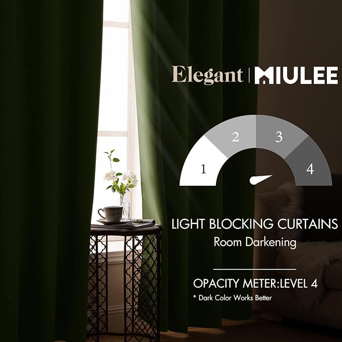 MIULEE 90" Long Blackout Curtains Room Darkening Thermal Insulated Drapes Solid - Image 2