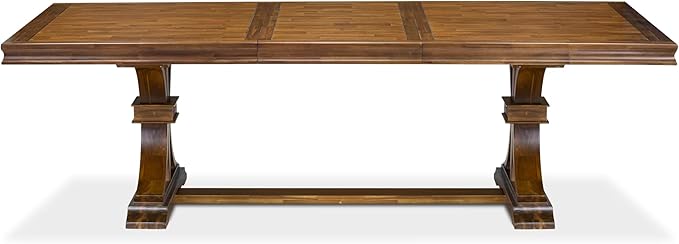 LEMA9-AWA-36 9 Pieces Kitchen Table Set Includes a Rectangular Dining Table and 8 Light Beige Polyester Fabric Dining Chairs, Antique Walnut Finish