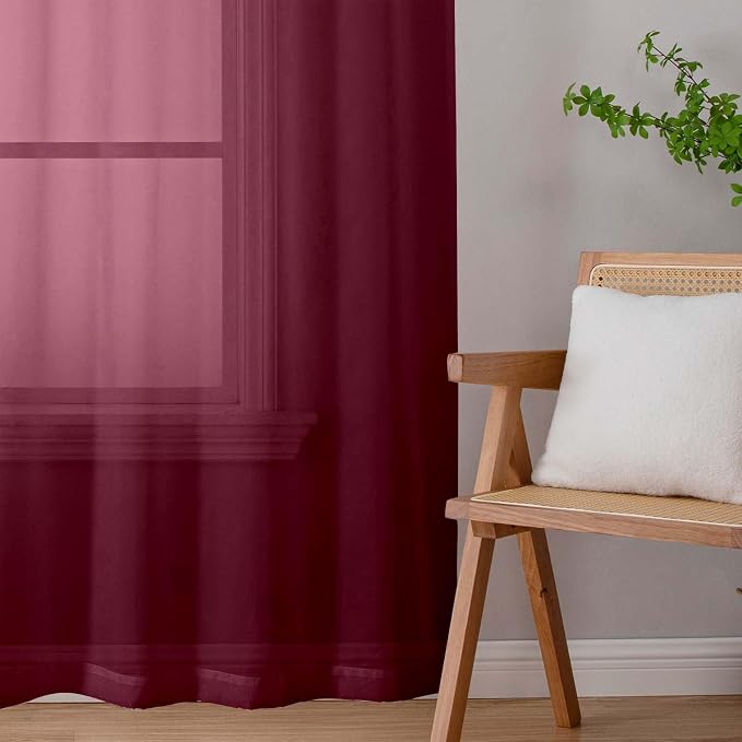 Extra Long Sheer Burgundy Curtains - Image 8