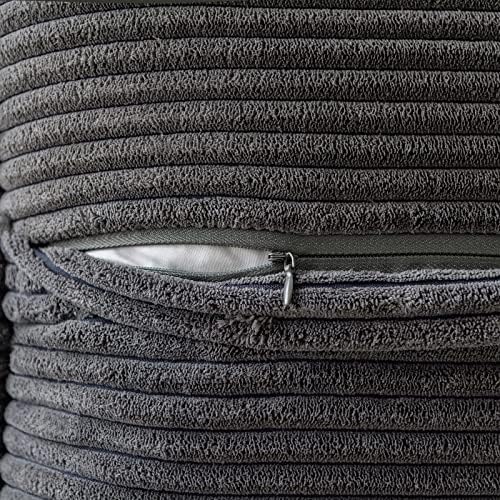 MIULEE Decorative Euro Sham Throw Pillow Covers 24x24 Inch Dark Grey 2 Pack - Image 3
