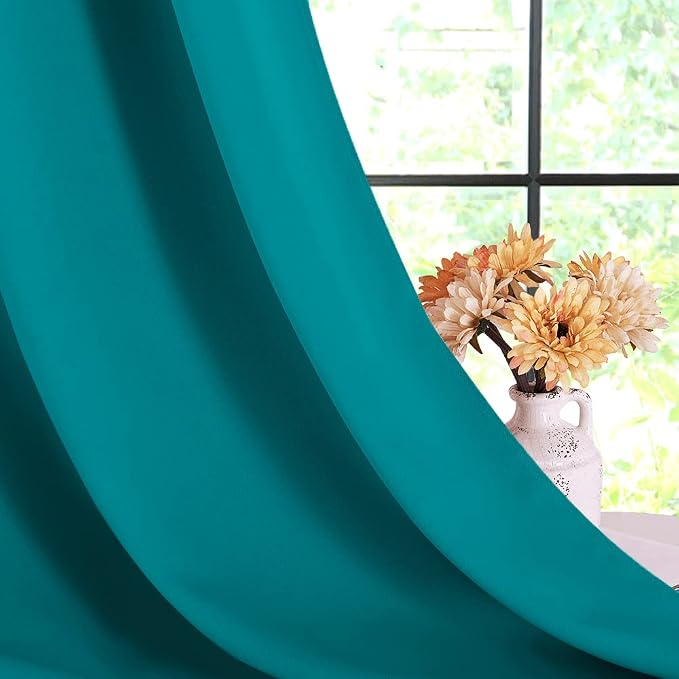 NICETOWN Thermal Insulated Peacock Teal Curtains - Image 6