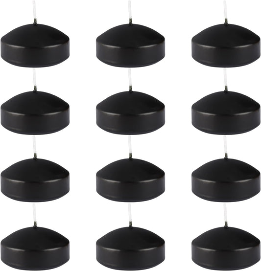 Black 3-Inch Floating Candles - Set of 12 Long-Lasting, Waterproof, Wind-Resistant, Perfect for Halloween Decorations, Outdoor Pools & Parties, Holiday Decorations