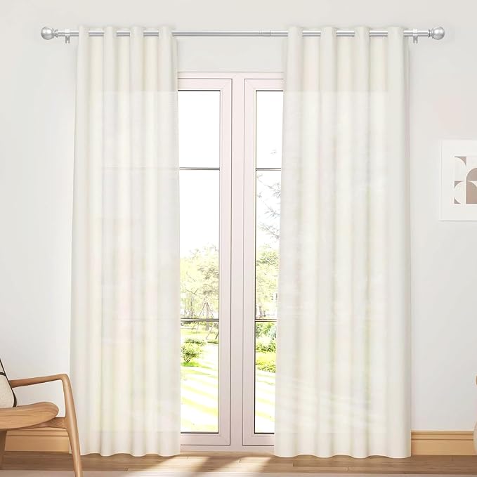 Silver Curtain Rod for Windows 48 to 84 or 88 Inch, 2 Pack 5/8 Inch Diameter - Image 2